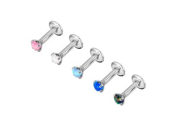 Лабрет опаловое сердце