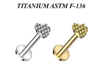 Лабрет из титана рельефное сердце