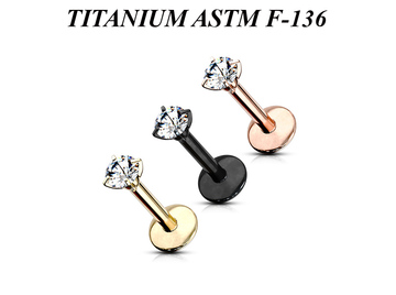 Титановый лабрет с круглым кристаллом