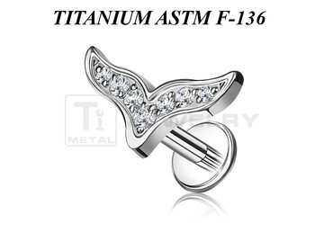 Лабрет из титана Ti Metal плавник