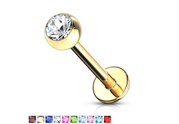 Лабрет позолоченный со стразом Лабрет позолоченный со стразом