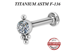 Лабрет из титана Steel and Silver с Premium Crystals