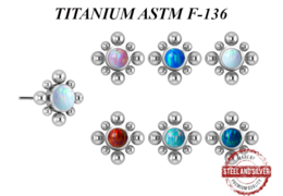 Вставка титановая Steel and Silver с опаловым кластером Вставка титановая Steel and Silver с опаловым кластером