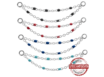 Двойная цепочка для пирсинга Steel and Silver со вставками