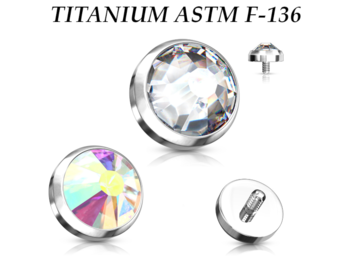 Накрутка из титана Ti Metal с кристаллом, резьба 0.9мм