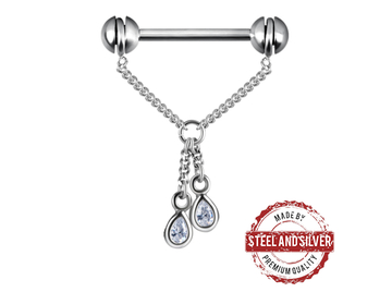 Украшение для груди Steel and Silver с подвесками-каплями