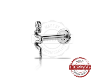 Лабрет Steel and Silver змея